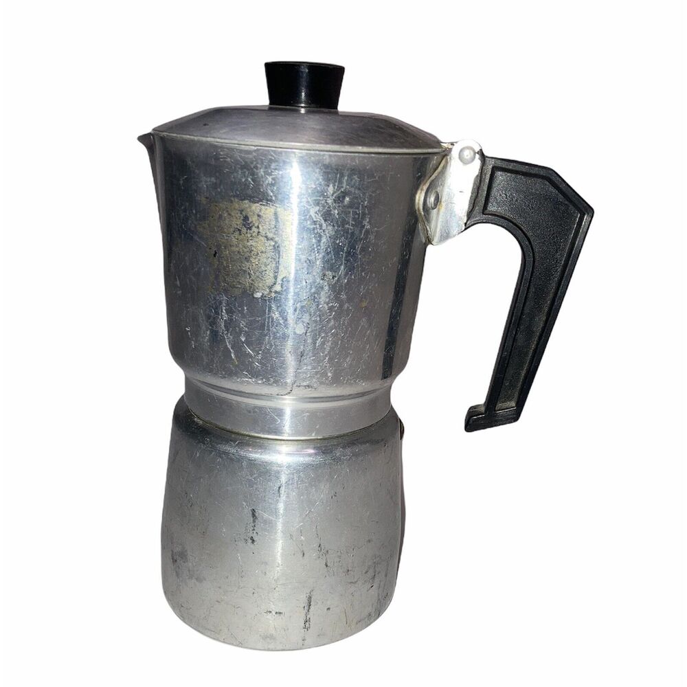 Vtg Brevetto 2196 Ilsa Aluminum Flip Top Coffee Percolator Pot Made in Italy